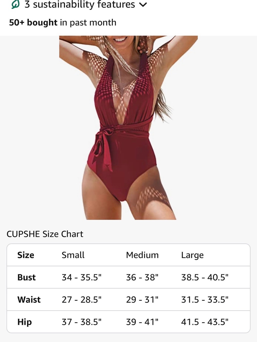 NWT Cupshe Wrap Tie Deep V One piece Bathing Suit - Picture 3 of 7
